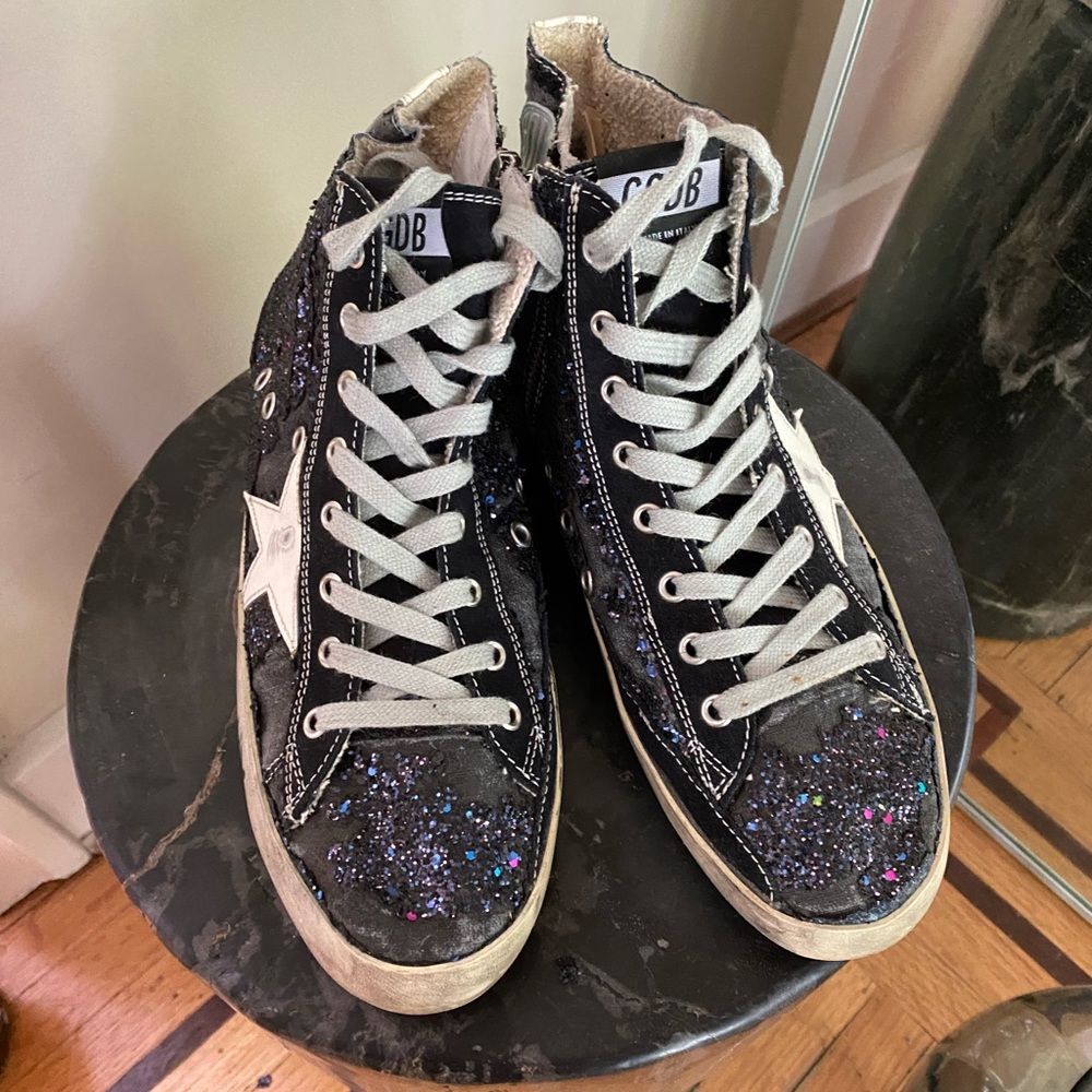 Golden Goose FrancyGlitter Hightops sz 8.5